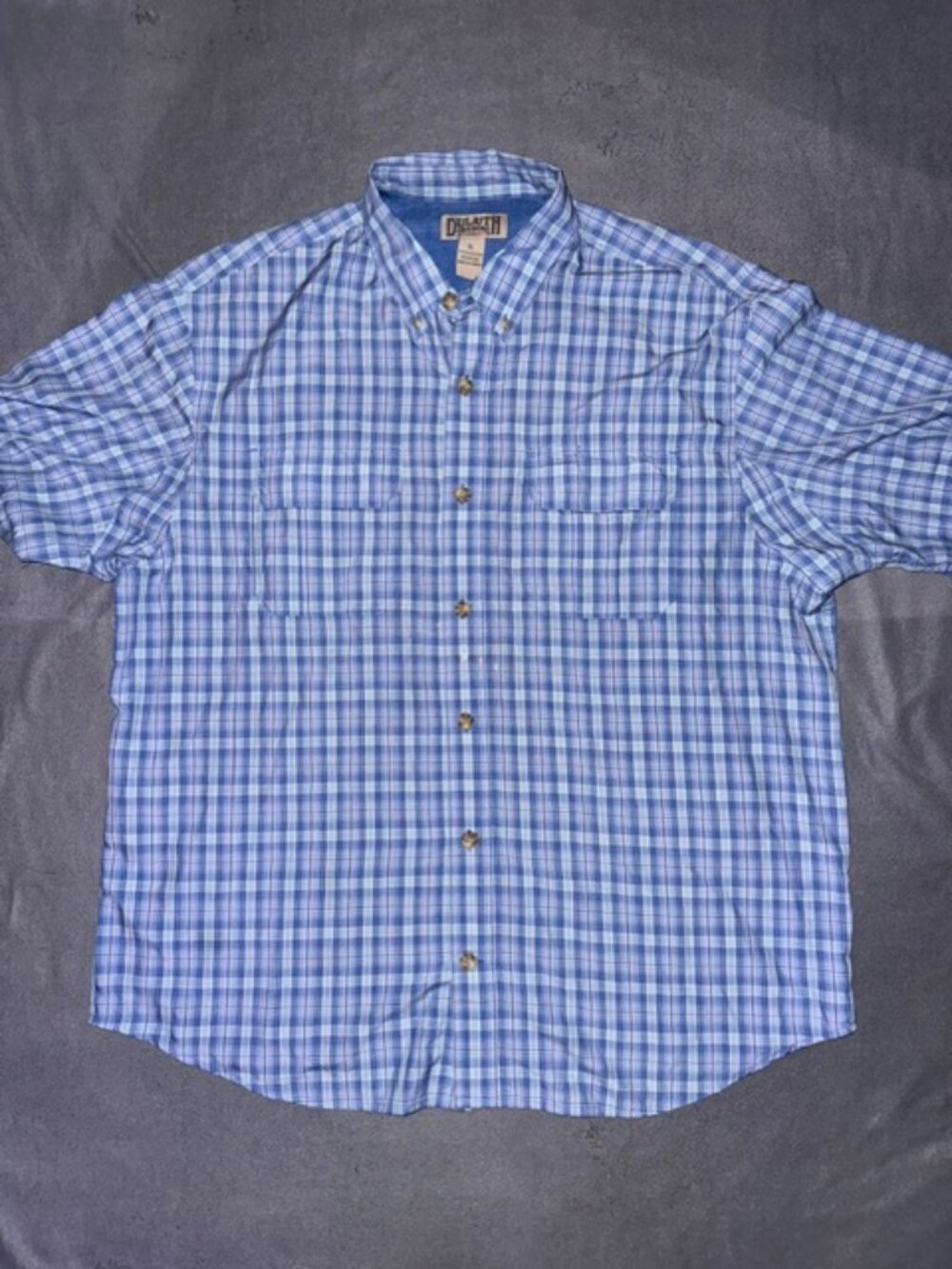 Duluth Trading Co Shirt Mens XL Plaid Short Sleeve Button Up Casual Performance